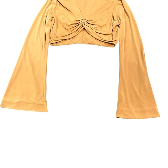 NWOT House Of CB CHIAKI & KAIYA Mustard Silky Jersey Ruched Set - Picture 9 of 10